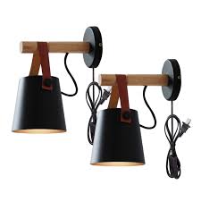 Browse the best lighting design ideas to upgrade your rooms and brighten your favorite spaces. 2 Pack Iron Art Belt Wall Lamp With 5 9ft Ul Certification Plug In Button Cord Lighting Round Bucket Loft Style Wall Lamp For Bathroom Dining Room Cafe Bulbs Not Included Black Nunu Lamp