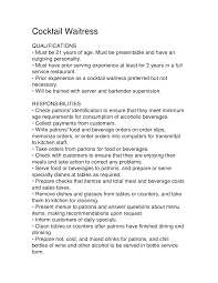 cocktail server resume professional