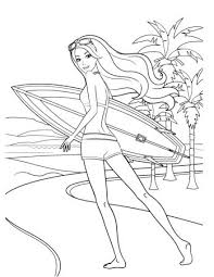 This children's coloring page of a surfer will help your child develop their imagination while improving their pencil grip. Barbie Surfing Coloring Pages