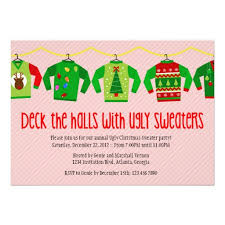 With colorful designs and traditional holiday motifs, you can't go wrong with inviting your friends to dress the part for an ugly sweater christmas party. Ugly Christmas Sweater Christmas Party Invitation Card
