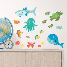 Just peel and stick on the wall! Nh2548 Sea Life Wall Stickers By Inhome