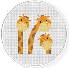 Giraffe eating cross stitch pattern. Three Giraffes Cross Stitch Pattern Daily Cross Stitch