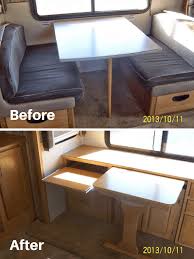 Rv Owners Who Replaced Their Dining Booth Rv Inspiration Dining Booth Motorhome Remodel Remodeled Campers