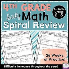 4th Grade Math Spiral Review Morning Work Year Long Bundle Distance Learning Spiral Math Math Review Math Spiral Review