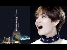 Bts S V Becomes The First Kpop Idol To Have Birthday Ad On The World S Tallest Building Burj Khalifa Youtube Kpop Idol Bts V Idol