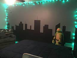 If you are looking for best ninja turtle bedroom decorating ideas with pictures you've come to the right place. Ninja Turtle Bedroom Skyline Wall Turtle Bedroom Turtle Room Ninja Turtle Bedroom