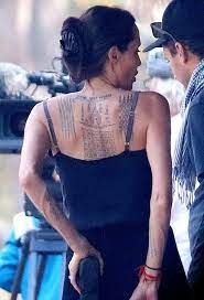 pics angelina jolie spotted with three new back tattoos angelina jolie back tattoo back tattoos angelina jolie