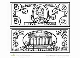 A fun and happy digital subscription of coloring pages to brighten up your life. Five Dollar Bill Worksheet Education Com Bills Printable Coloring Pages 5 Dollar Bill
