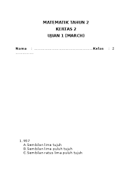 If playback doesn't begin shortly, try restarting your device. Top Pdf Upt Matematik Tahun 1 Kertas 2 123dok Com