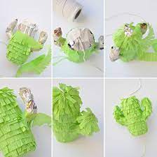 Tape the strips around one cactus piece first with packing tape. Mini Cactus Pinatas