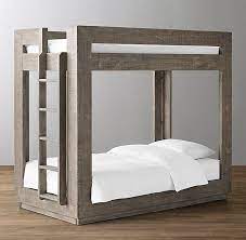 Wood bunk bed frame twin over twin size house shaped bunk beds with slide and 2 storage drawers, grey tamadew $ 376.00 free shipping add to favorites twin over full bunk bed, solid wood bed frame with stairs and storage for kids and teenagers, white dsdsgrtredfsd $ 288.50 free. Gray Washed Wooden Bunk Bed