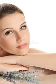 Yong Beautiful Woman with Lavender Stock Image