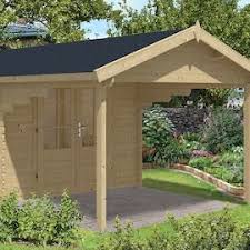 Georg Log Cabin 3x2 6m Flat Roof Shed Log Cabin Pergola