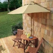 Half Round Patio Umbrella Table And 2 Chairs Patio Front Yard Patio Patio Umbrella