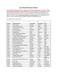 We have facilities and activities for the entire family and a full, friendly staff to serve you. List Of Permitted Service Providers