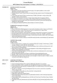 content manager resume samples velvet