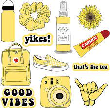 Textildruck / mode & accessoires Yellow Vsco Stickersabout 10 Etsy Homemade Stickers Bottle Stickers Cool Stickers
