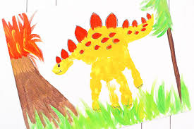 Kids In Preschool And Kindergarten Will Love Creating This Dinosaur Handprint Art It S A Sensory Fi Handprint Art Dinosaur Activities Fun Activities For Kids