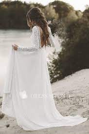 A Line Simple V Neck Wedding Dress With Lace And Long Sleeves Wedding Dress Chiffon Long Sleeve Wedding Dress Lace Long Wedding Dresses