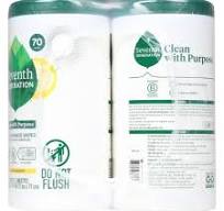 Seventh Generation Lemon Zest Multi Surface Cleaning Wipes, 70 count -- 6  per case