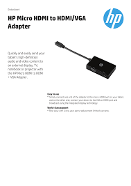 Download the latest and official version of drivers for hp hdmi to vga display adapter. Hp Micro Hdmi To Hdmi Vga Adapter Manualzz