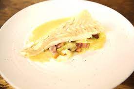 This Extravagant Turbot Dish From Galton Blackiston Uses A Whole Bottle Of Champagne To Create A Truly Indulgent Meal Perf James Martin Recipes Pancetta Leeks