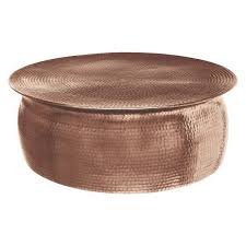 Overture Rose Gold Drum Round Coffee Table Copper Coffee Table Aluminum Coffee Table Orrico Coffee Table