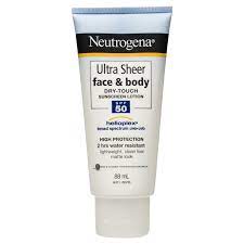 This silky mineral sunscreen rubs in easy, while offering uva and uvb protection thanks to 100% zinc ingredients, and it's gentle enough for sensitive skin. Neutrogena Ultra Sheer Face Body Dry Touch Sunscreen Lotion Spf 50 88ml Ebay