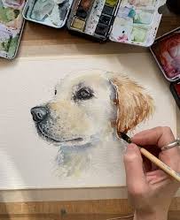 I made these watercolor pet portraits for my sister, my cousin, and my parents for christmas! Watercolour Dog Tutorial A Lesson With Kathryn Coyle Create Craft Blog Dog Watercolor Painting Watercolor Dog Watercolor Pet Portraits