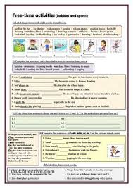 Free Time Activities Hobbies And Sports Exercises Free Time Activities Time Activities Worksheets Free