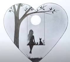 It is made by only one pencil. How To Draw Alone Girl Swinging In A Tree Girl On Swing In Moonlight Tree Drawings Pencil Art Drawings Simple Easy Nature Drawings