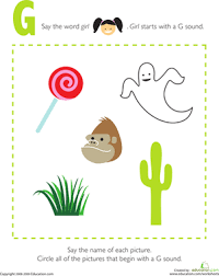letter sounds g worksheet education com