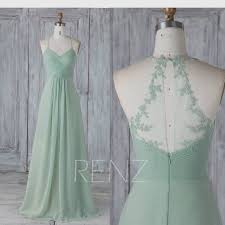 Brautjungfer Kleid Staubige Mint Chiffon Hochzeit Kleid Spitze Etsy Chiffon Wedding Dresses Lace Mint Dress Chiffon Wedding Dress