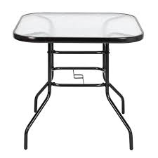 Vintage white cast aluminium garden table and 4 chairs. Patio Side Table 31 Glass Patio Table With Umbrella Hole Square Glass Patio Dining Table Conversation Coffee Table For Backyard Lawn Balcony Commercial Party Event Outdoor Patio Furniture W9130 Walmart Com