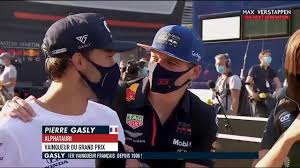 An incredible 2020 italian grand prix saw pierre gasly claim his maiden formula 1 win. Max Verstappen Congratulating Pierre Gasly With His Italiangp Win Youtube