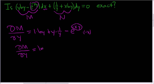 Determine If The Differential Equation Is Exact Example 3 Differential Equations Math Videos Equations
