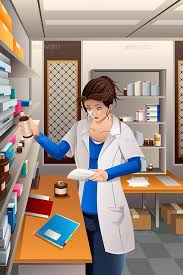 Pharmacist Working In The Pharmacy Pharmacy Art Medical Drawings Medical Illustration