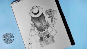 How To Draw A Girl With Flowers In Hand For Beginners Beautiful Ameri Girls With Flowers Girl With Hat Drawing Flower In Hand