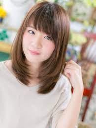 bliss川口 斜めバングのミディアムストレートb 예쁜 머리 머리
