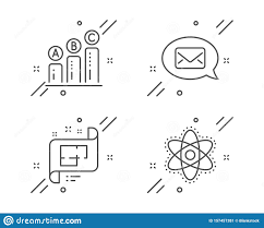 Graph Chart Messenger And Architectural Plan Icons Set