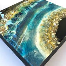 Blue Resin Geode 10 X10 X2 Wood Geode Wall Art Geode Home Decor Geode Art Geode Art