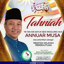 Timbalan menteri wilayah persekutuan, kementerian wilayah persekutuan, aras 4, blok b2, menara seri wilayah, presint 2, pusat pentadbiran kerajaan persekutuan, 62100 putrajaya. Tahniah Menteri Wilayah Persekutuan Berita Parti Islam Se Malaysia Pas