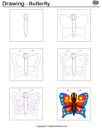 drawing sheet butterfly billybear4kids com vlinder tekening leer tekenen knutselen kunst
