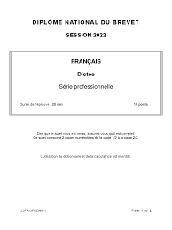 Brevet 22 Série Professionnelle Français Dictée | PDF