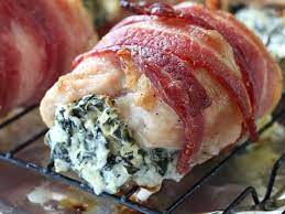 Bacon Wrapped Spinach Artichoke Stuffed Chicken Belle Of The Kitchen