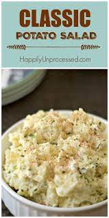 Easy Simple Classic Potato Salad No Eggs No Bacon No Pickles Just Potatoes Onion An Potato Salad Recipe Easy Potatoe Salad Recipe Homemade Potato Salads