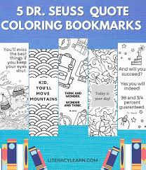 5 coloring bookmarks with dr seuss quotes literacy learn