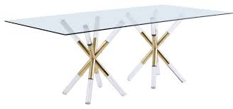 A rotsen cult favorite, this gorgeous dining table was created for miami interior design firm, dkor interiors, and features a rectangular glass top with a. Mercury Acrylic Gold Dining Table Contemporary Dining Tables By Meridian Furniture Houzz