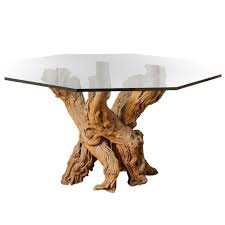 1950 S Cypress Root Dining Table With Smoked Glass Hexagon Top Glass Dining Room Table Dining Table Table