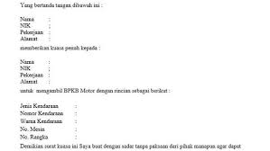 Cara Membuat Surat Kuasa Pengambilan Bpkb Beserta Contohnya